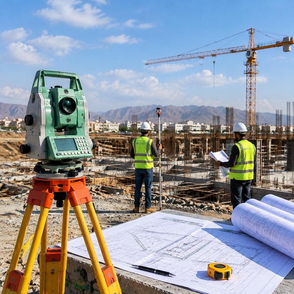 Engineering and surveying professionals reviewing project plans